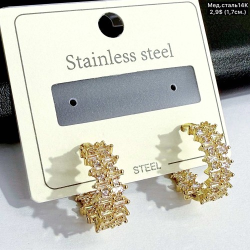 Сережки мед.сталь14К 10742 (1.7см)